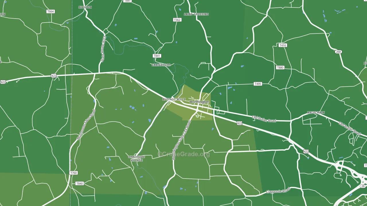 16262, PA Map of Vehicle Theft Rates