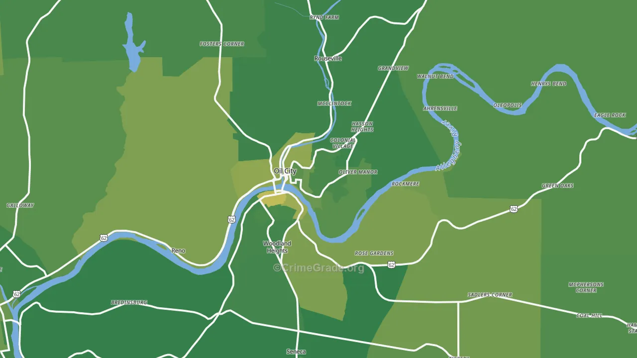16301, PA Map of Vehicle Theft Rates