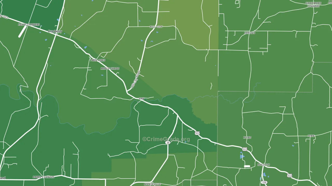16319, PA Map of Vehicle Theft Rates