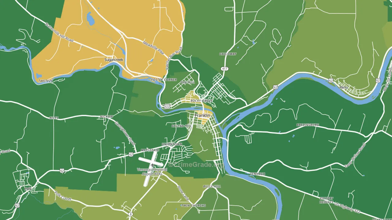 16323, PA Map of Vehicle Theft Rates