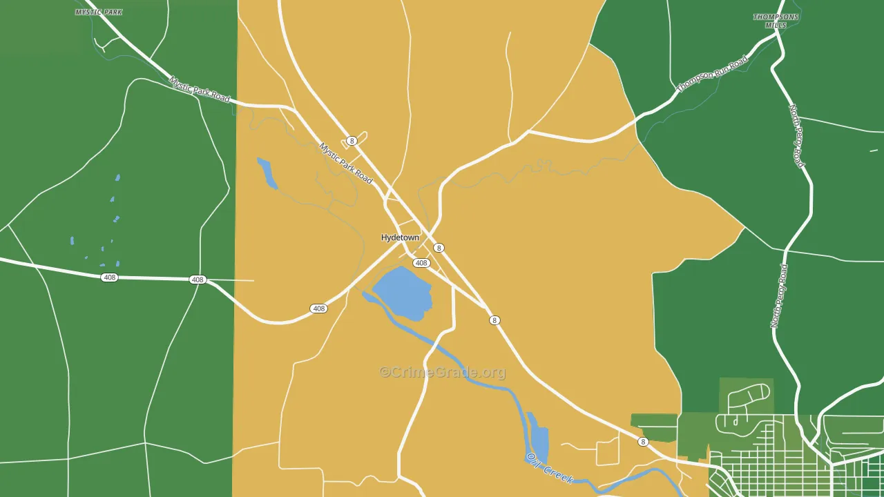 16328, PA Map of Vehicle Theft Rates