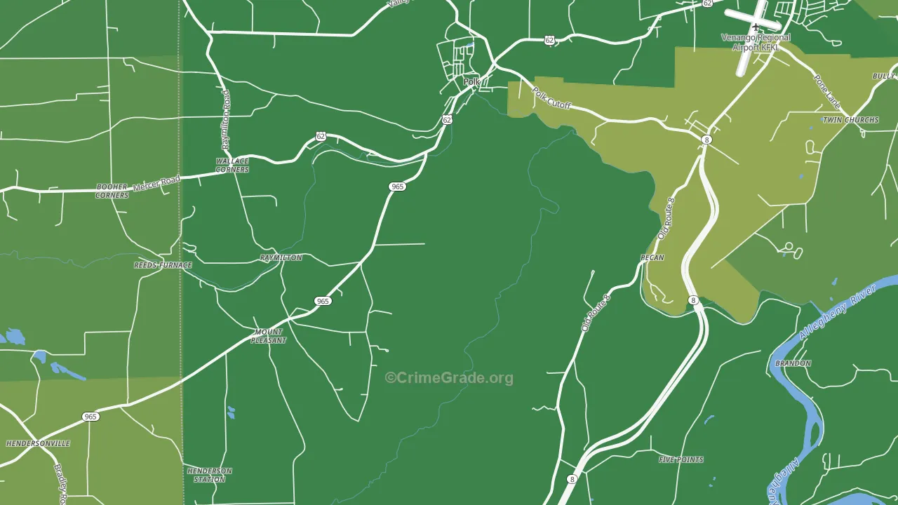 16342, PA Map of Vehicle Theft Rates