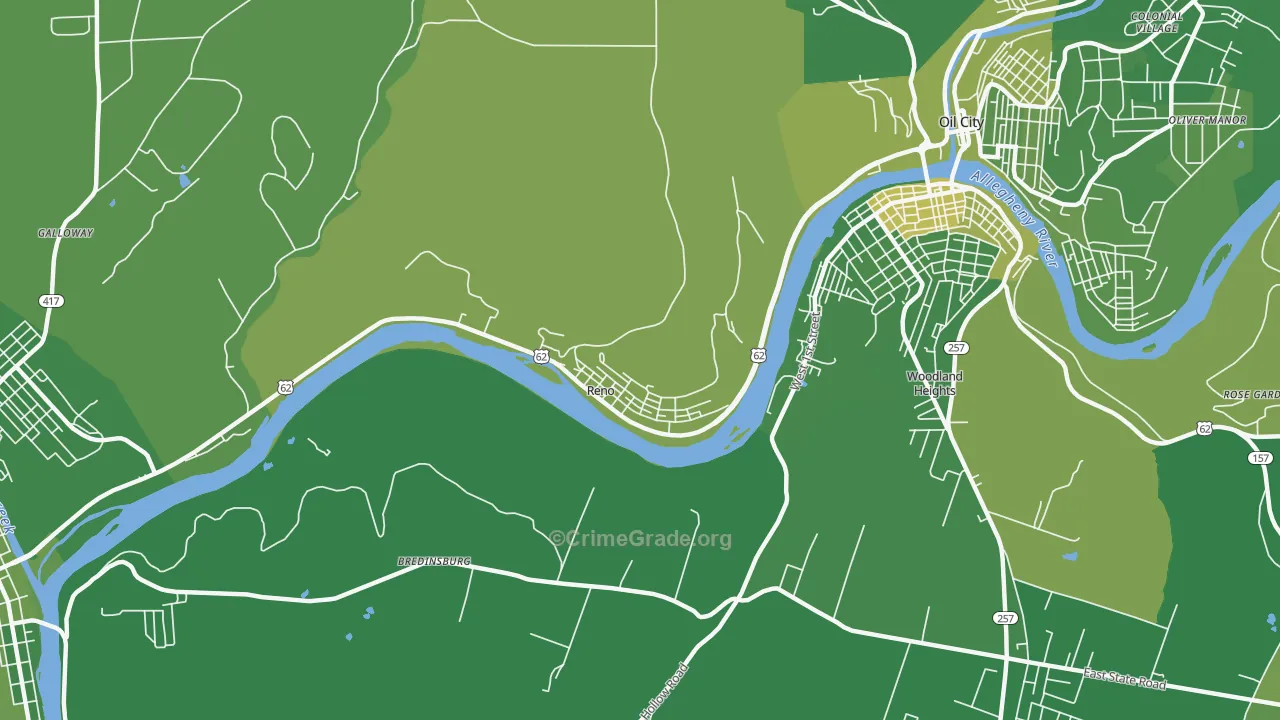 16343, PA Map of Vehicle Theft Rates