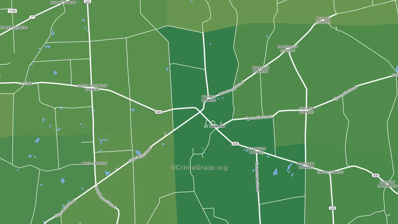 16360, PA Map of Vehicle Theft Rates