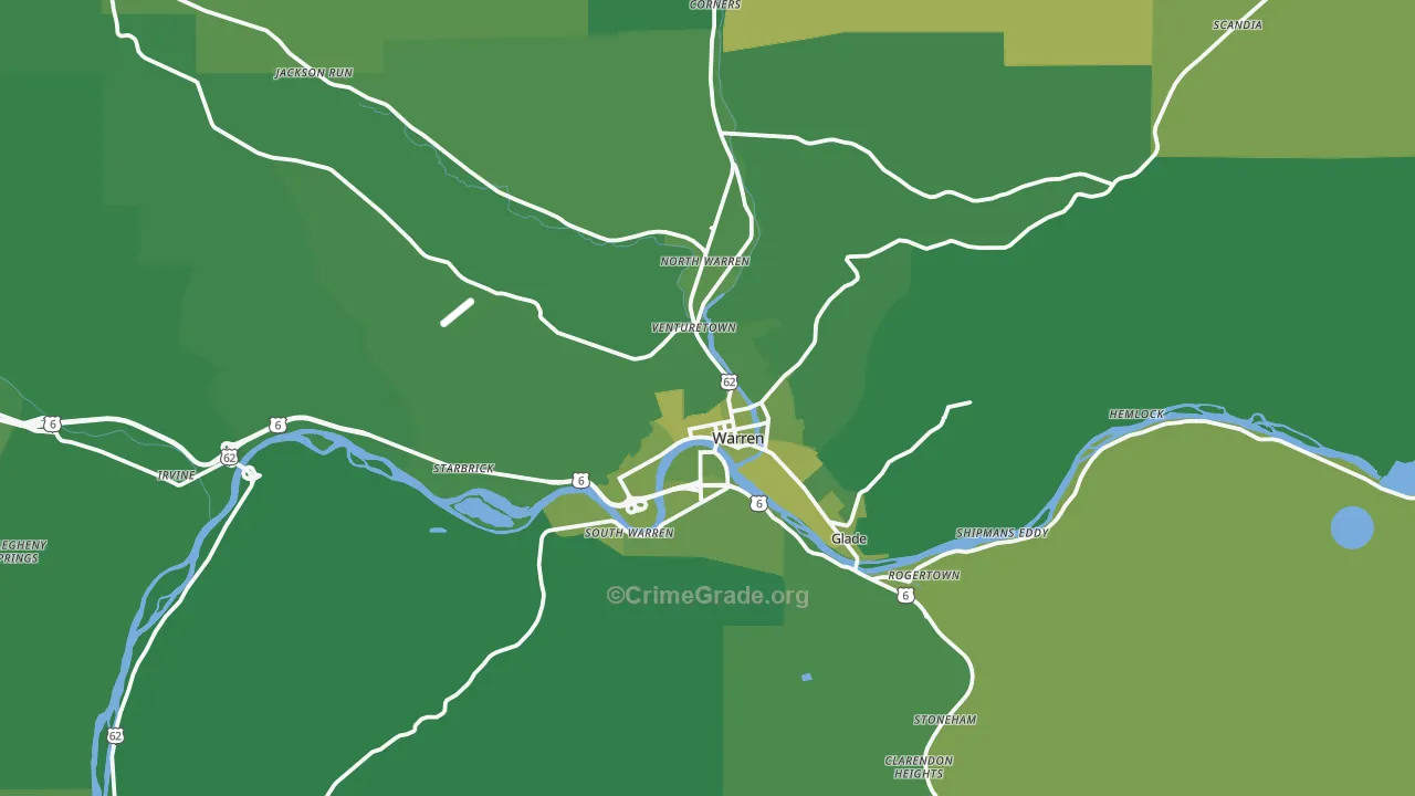 16365, PA Map of Vehicle Theft Rates