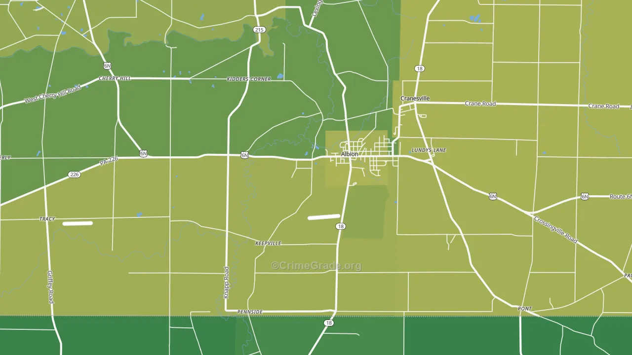 16401, PA Map of Vehicle Theft Rates