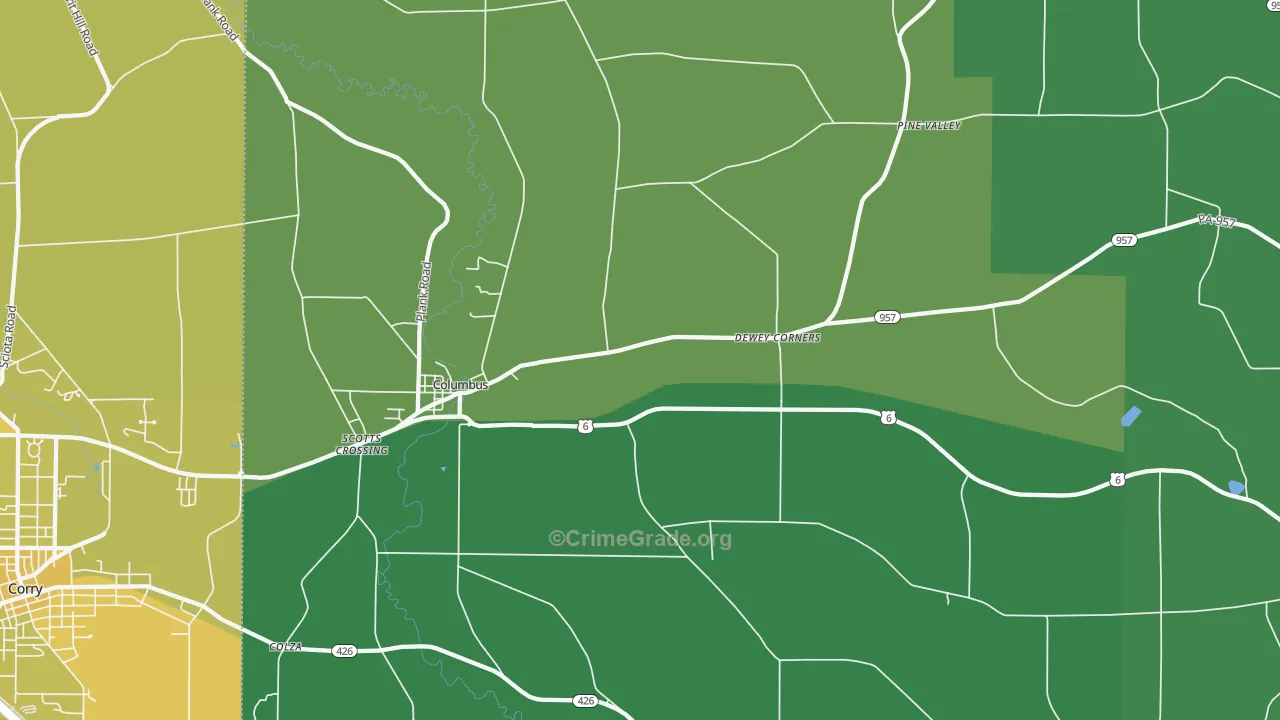 16405, PA Map of Vehicle Theft Rates