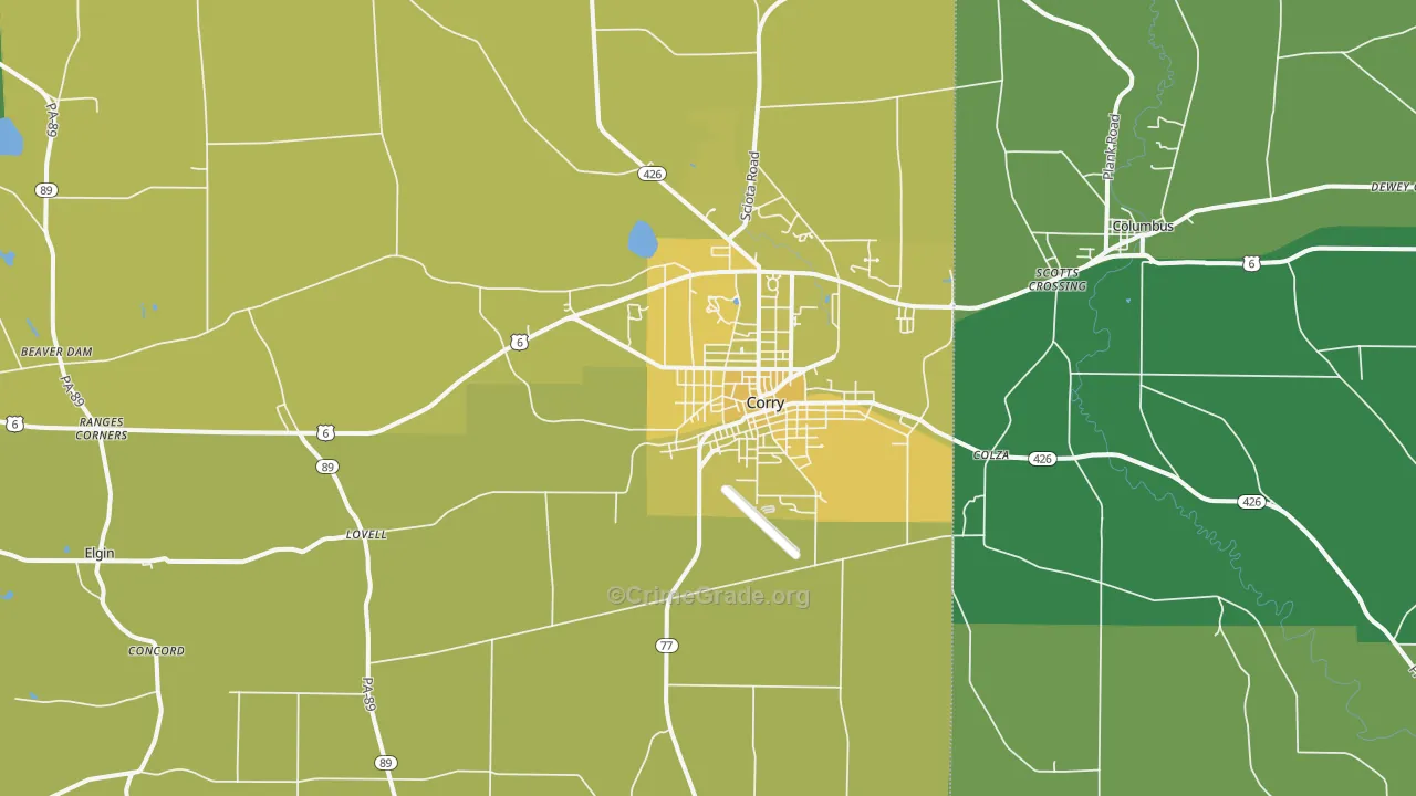 16407, PA Map of Vehicle Theft Rates