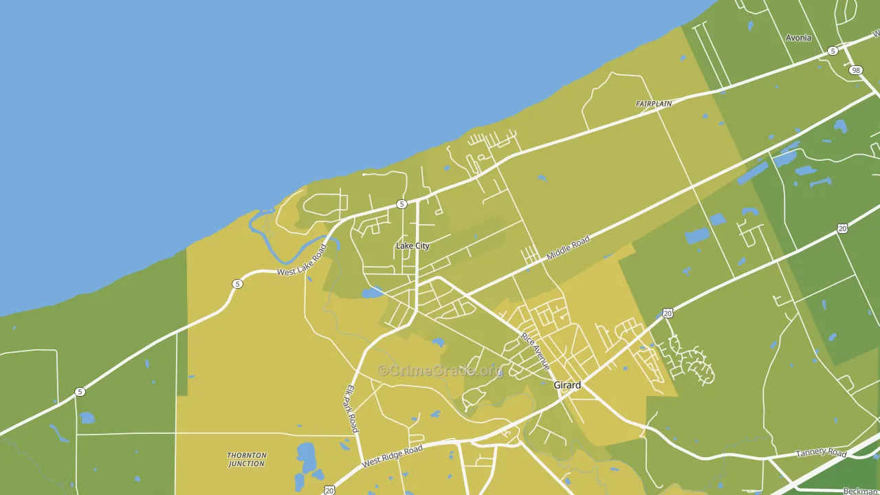 16423, PA Map of Vehicle Theft Rates