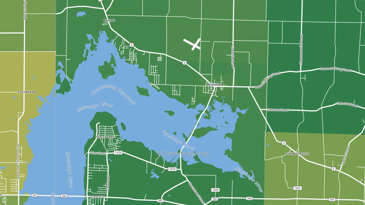 16424, PA Map of Vehicle Theft Rates