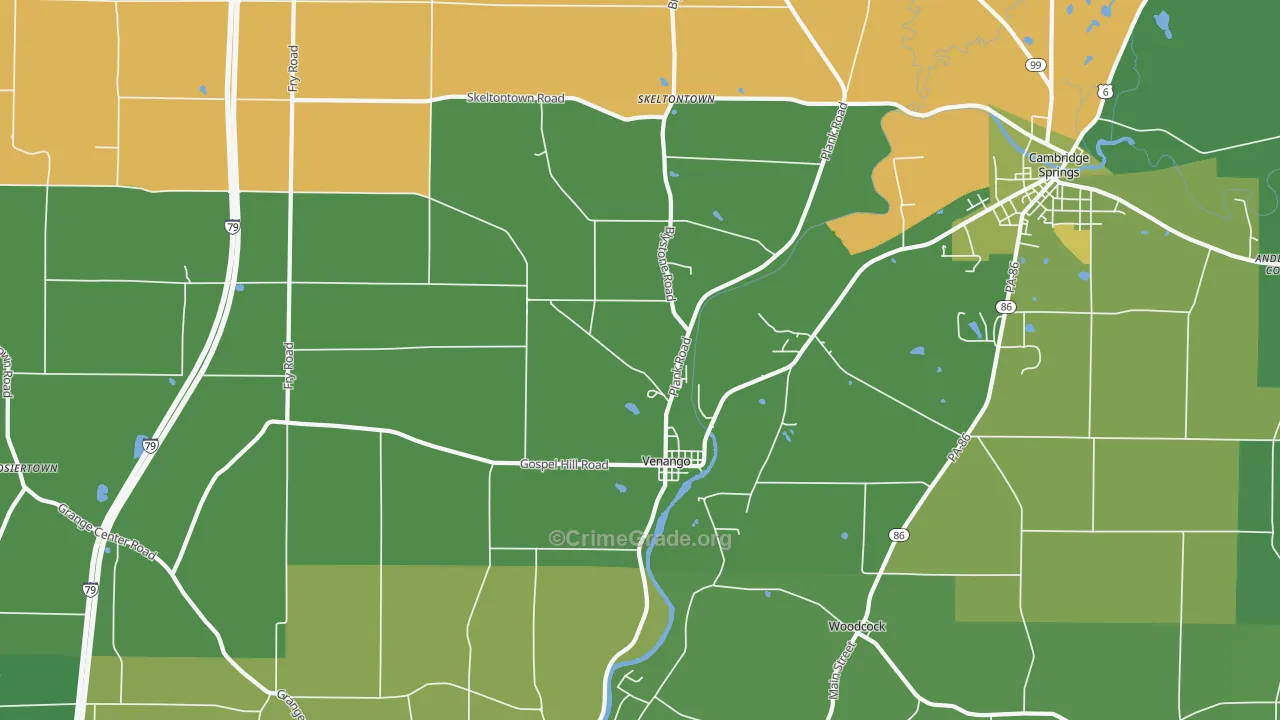 16440, PA Map of Vehicle Theft Rates