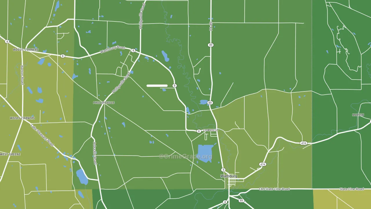 16442, PA Map of Vehicle Theft Rates