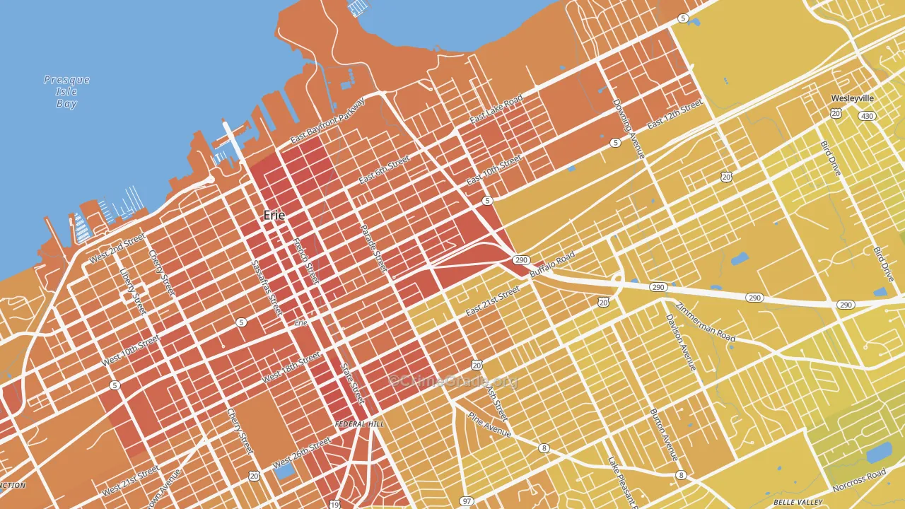 16503, PA Map of Vehicle Theft Rates