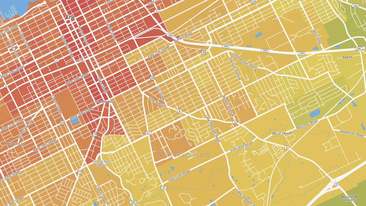 16504, PA Map of Vehicle Theft Rates