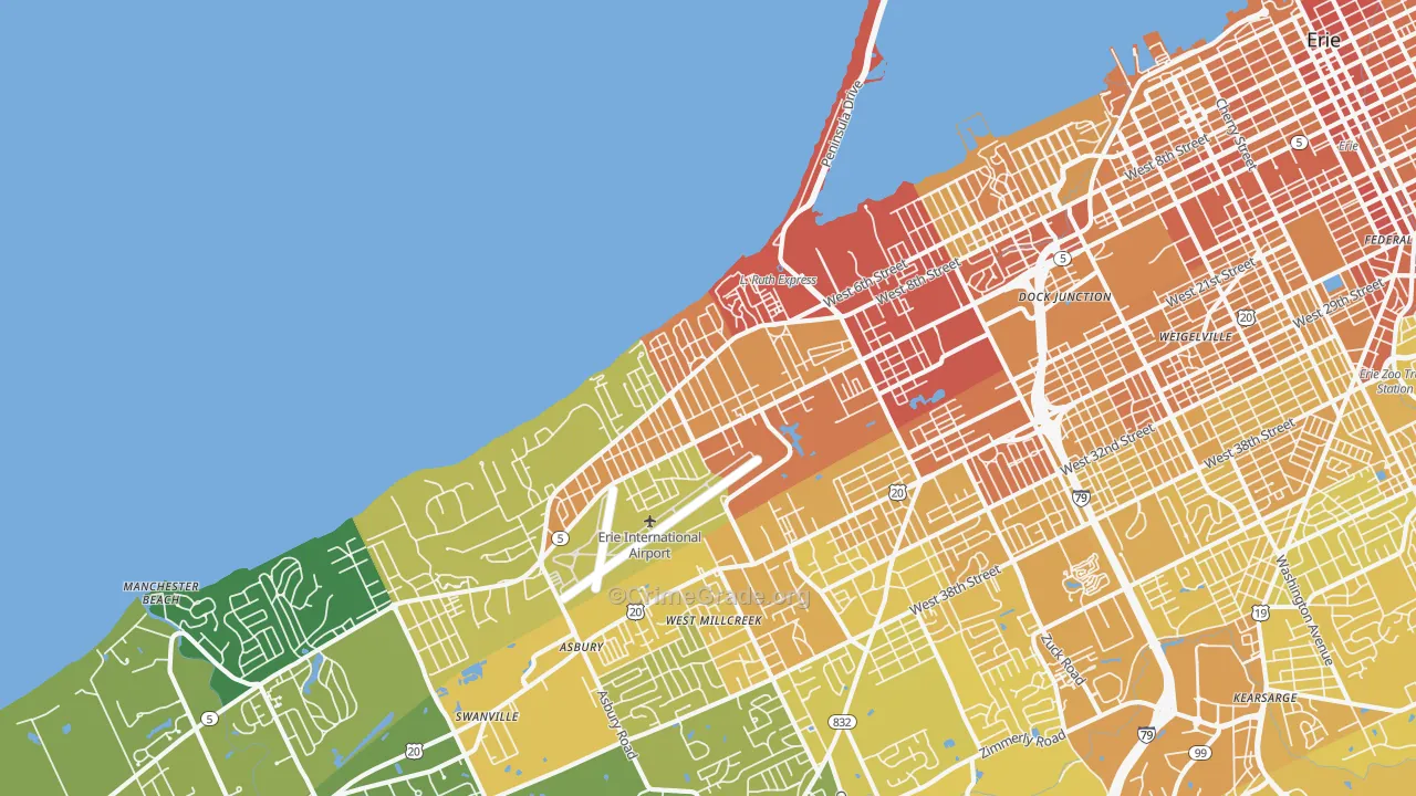 16505, PA Map of Vehicle Theft Rates