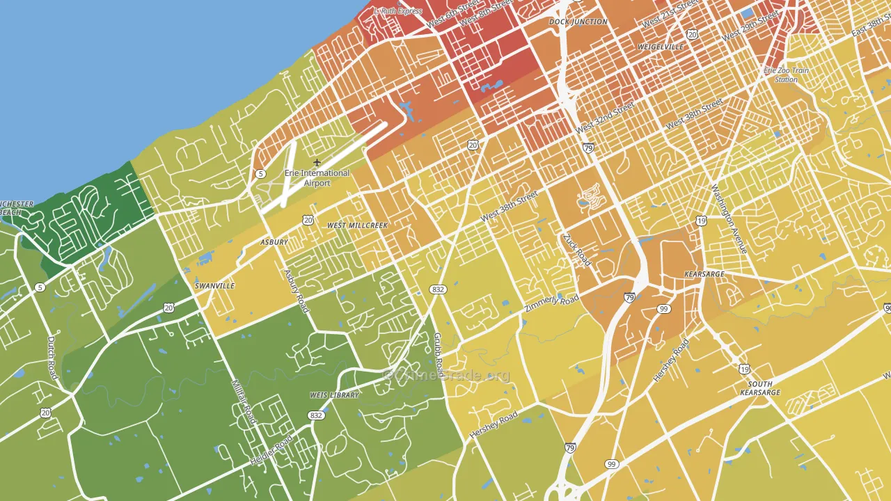 16506, PA Map of Vehicle Theft Rates