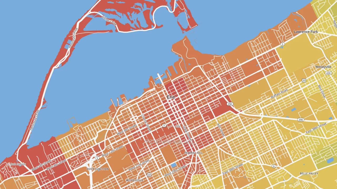 16507, PA Map of Vehicle Theft Rates