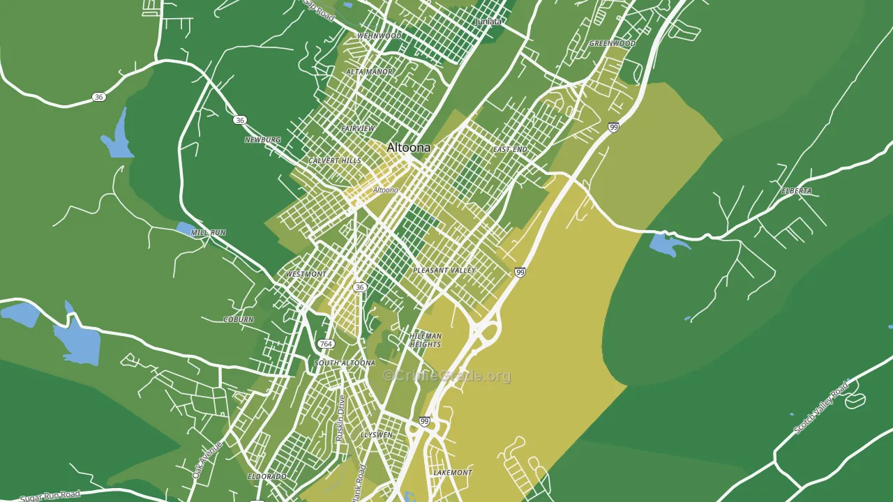 16602, PA Map of Vehicle Theft Rates