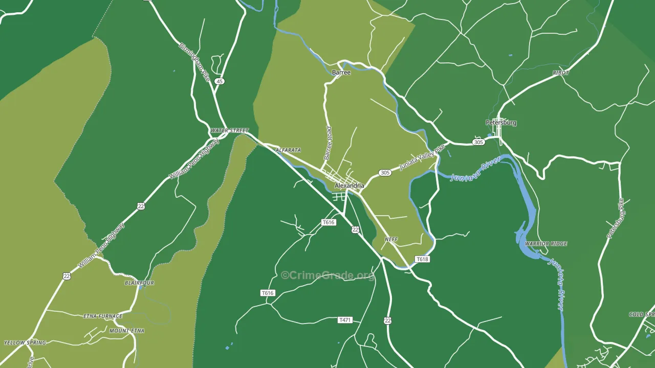 16611, PA Map of Vehicle Theft Rates