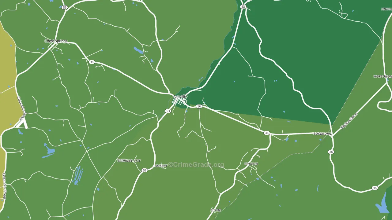 16613, PA Map of Vehicle Theft Rates
