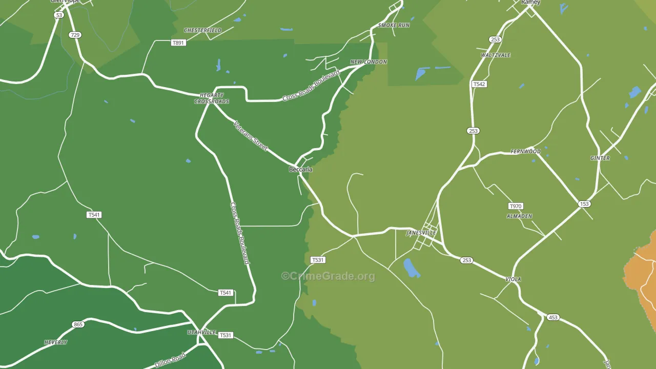 16616, PA Map of Vehicle Theft Rates