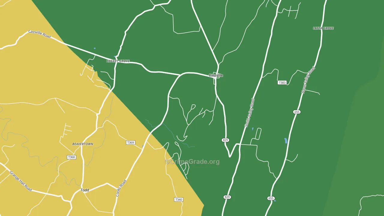 16623, PA Map of Vehicle Theft Rates