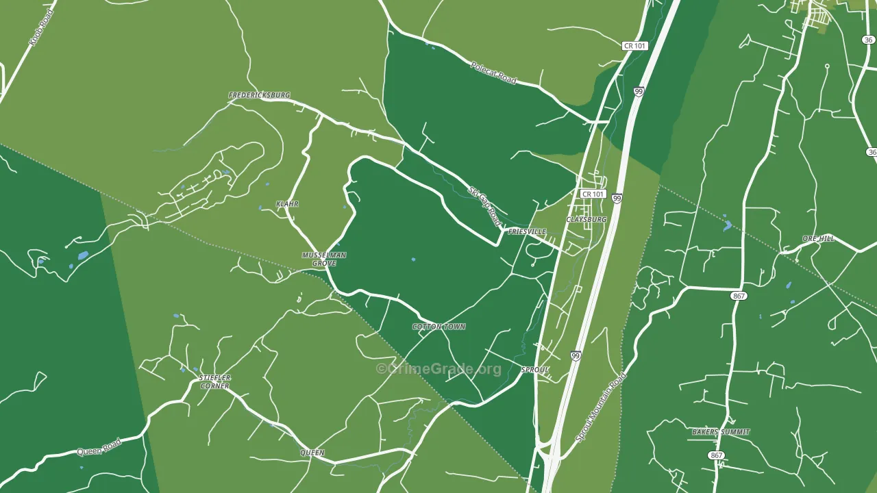 16625, PA Map of Vehicle Theft Rates