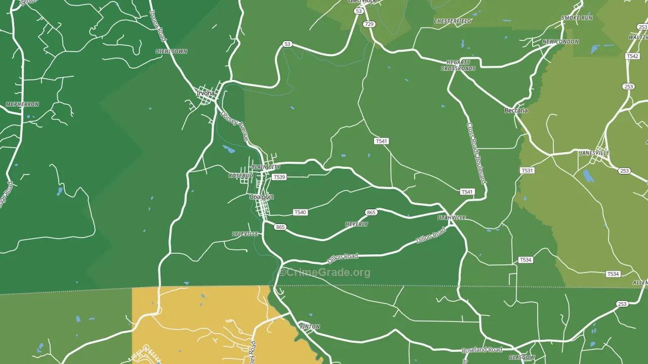 16627, PA Map of Vehicle Theft Rates
