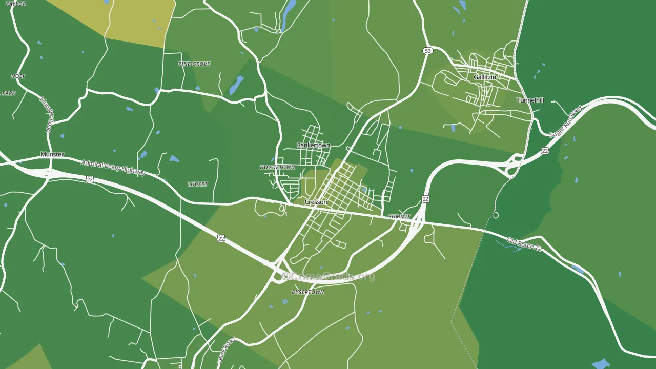 16630, PA Map of Vehicle Theft Rates