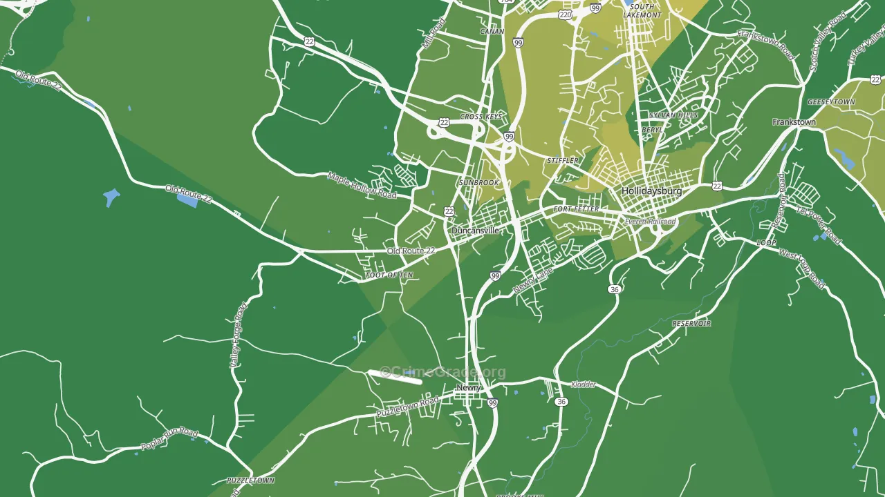 16635, PA Map of Vehicle Theft Rates