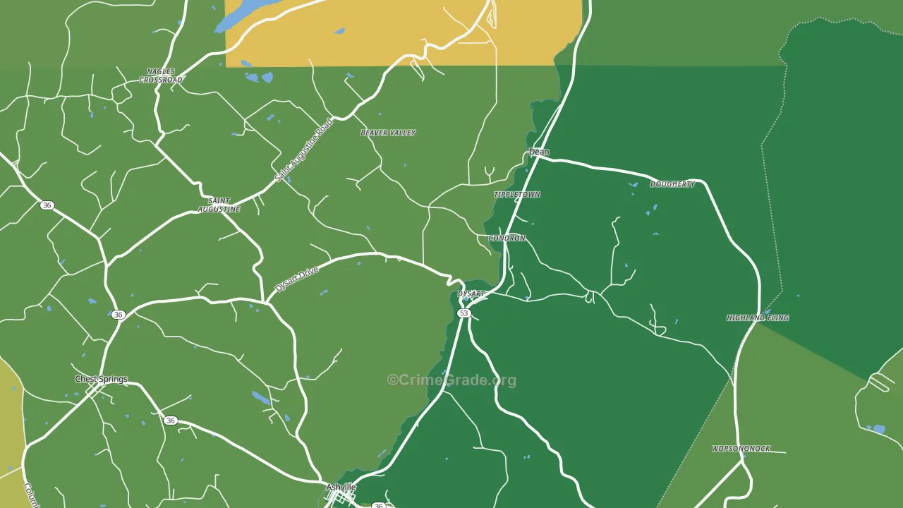 16636, PA Map of Vehicle Theft Rates