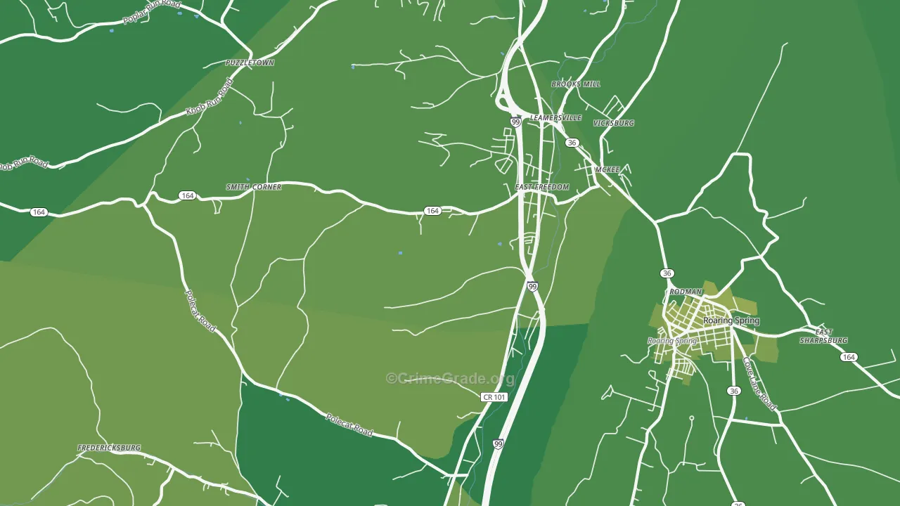 16637, PA Map of Vehicle Theft Rates