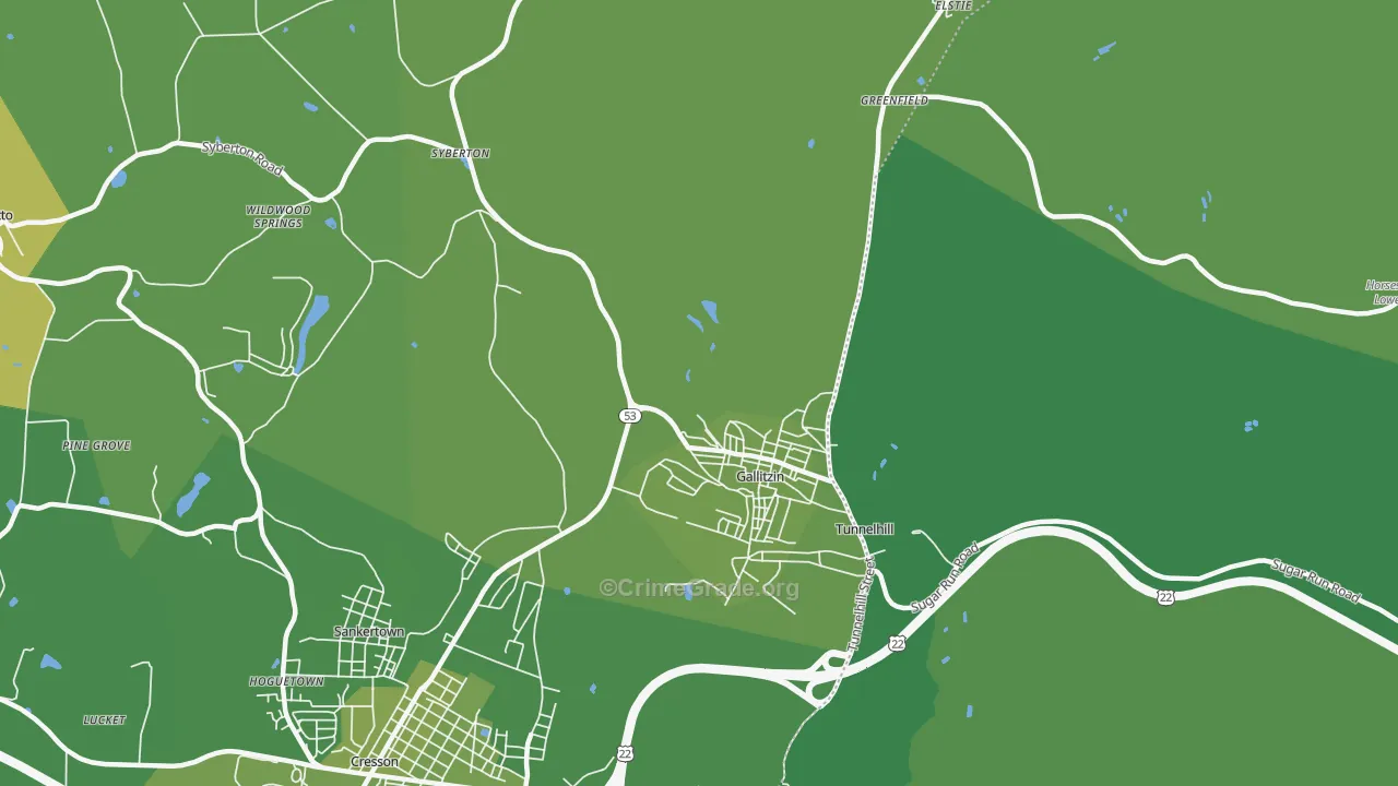 16641, PA Map of Vehicle Theft Rates