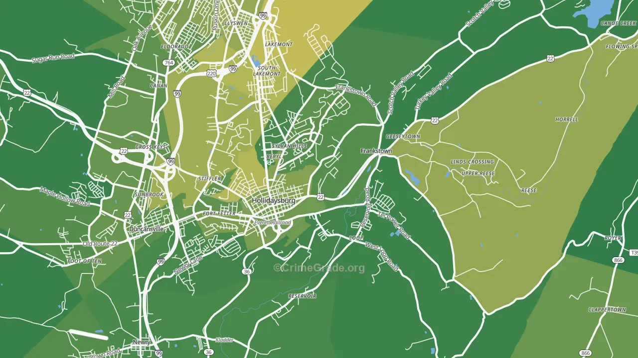 16648, PA Map of Vehicle Theft Rates