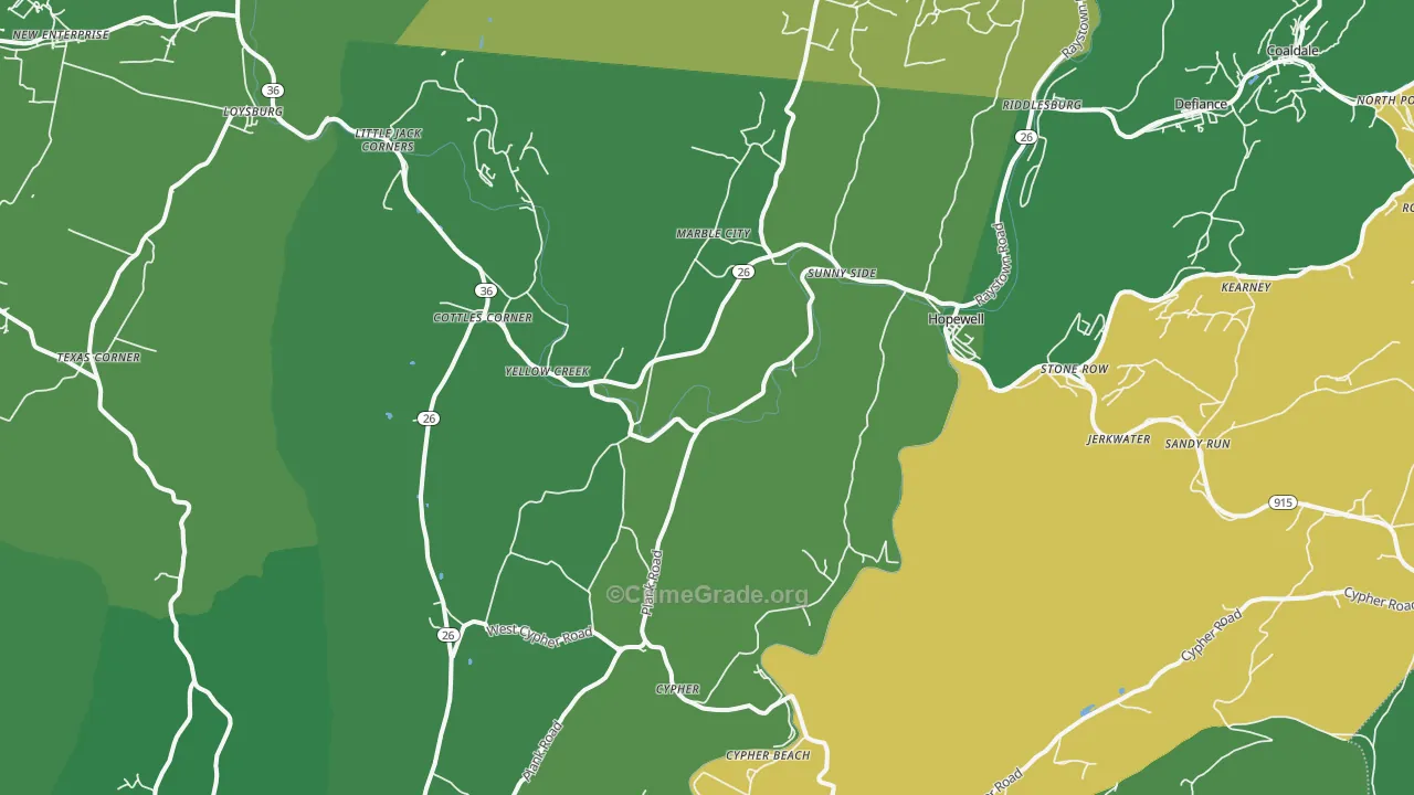 16650, PA Map of Vehicle Theft Rates