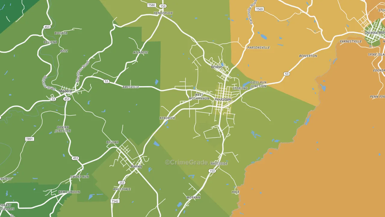 16651, PA Map of Vehicle Theft Rates