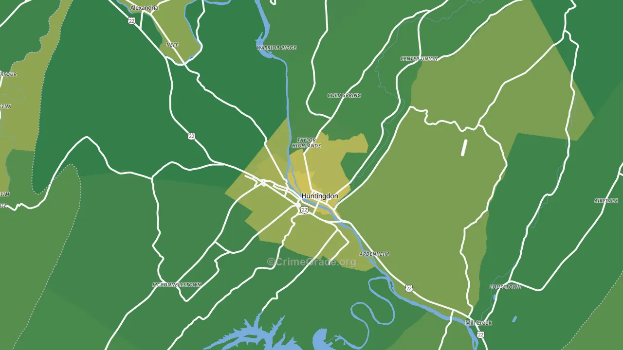 16652, PA Map of Vehicle Theft Rates