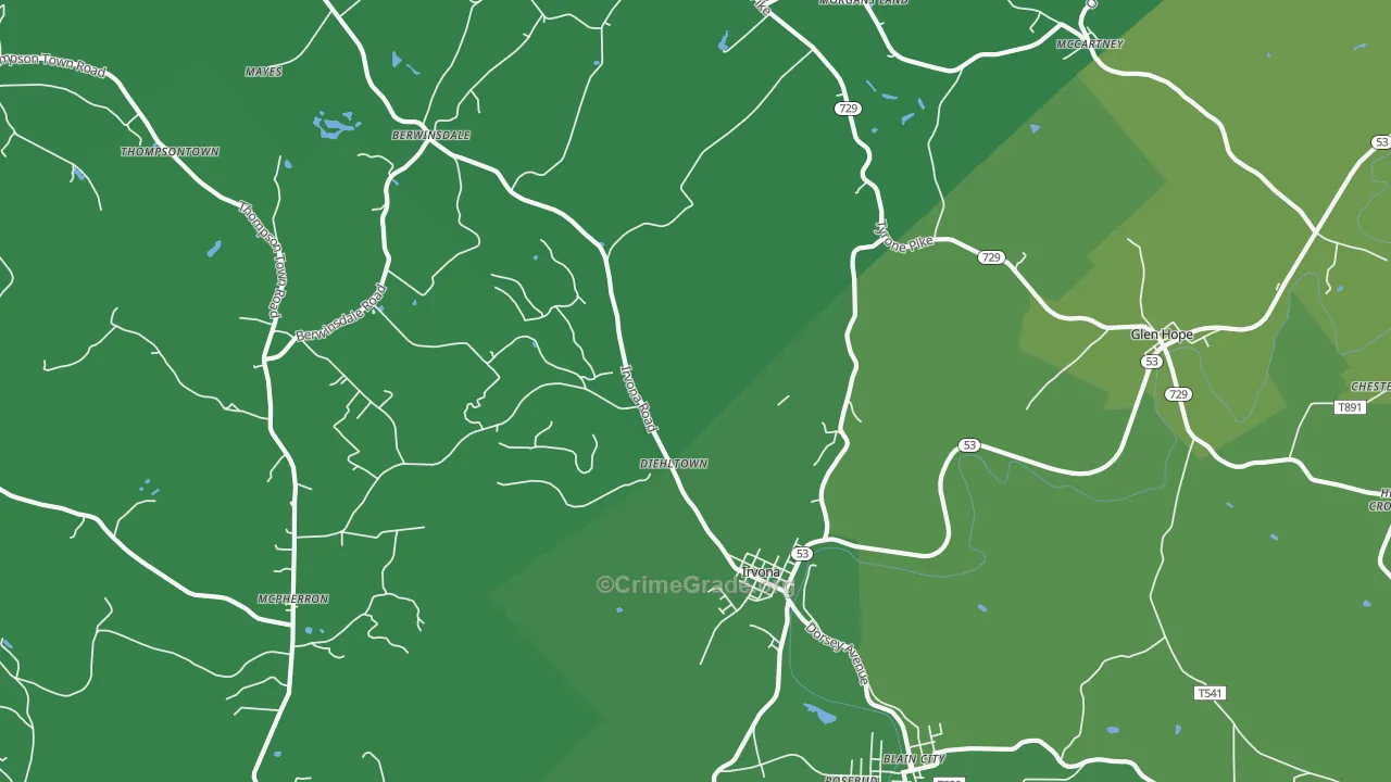 16656, PA Map of Vehicle Theft Rates