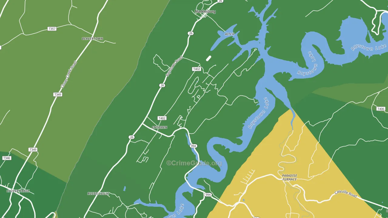 16657, PA Map of Vehicle Theft Rates