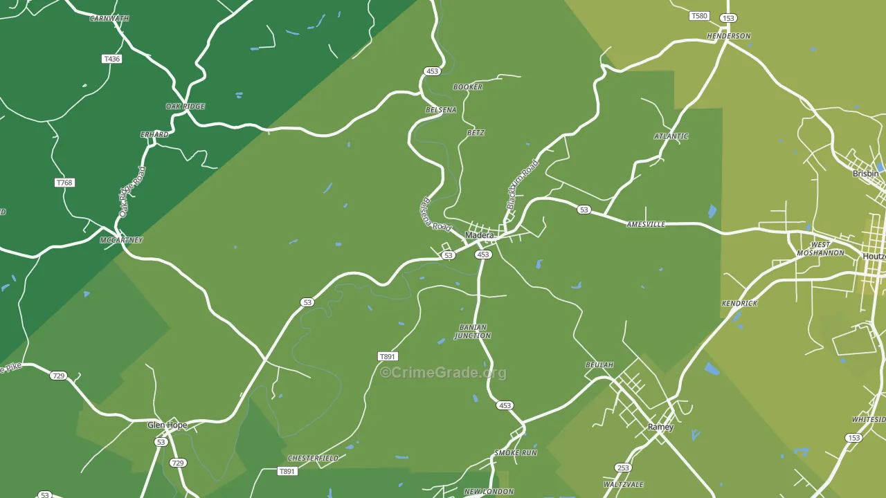 16661, PA Map of Vehicle Theft Rates