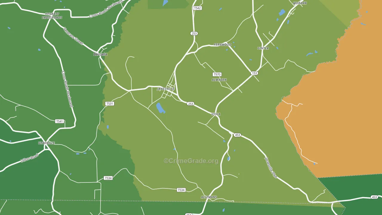 16680, PA Map of Vehicle Theft Rates
