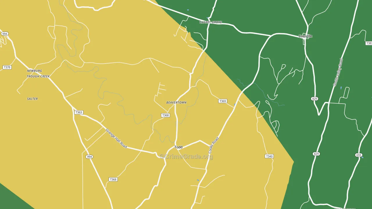 16685, PA Map of Vehicle Theft Rates