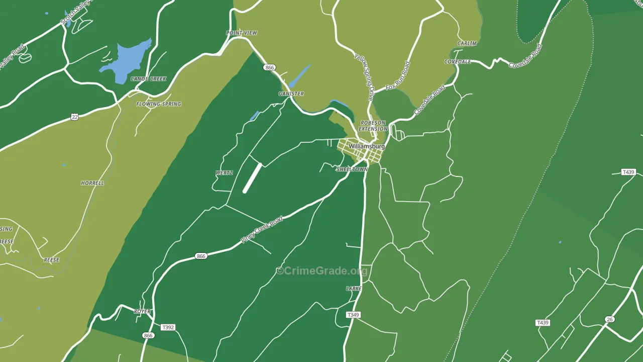 16693, PA Map of Vehicle Theft Rates