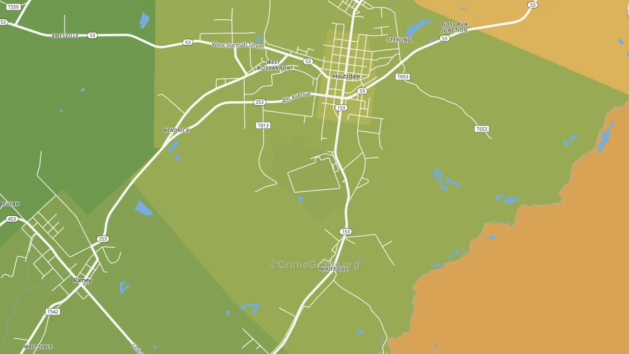 16698, PA Map of Vehicle Theft Rates