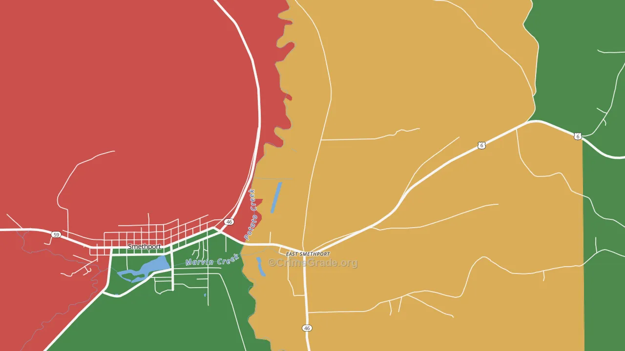 16730, PA Map of Vehicle Theft Rates