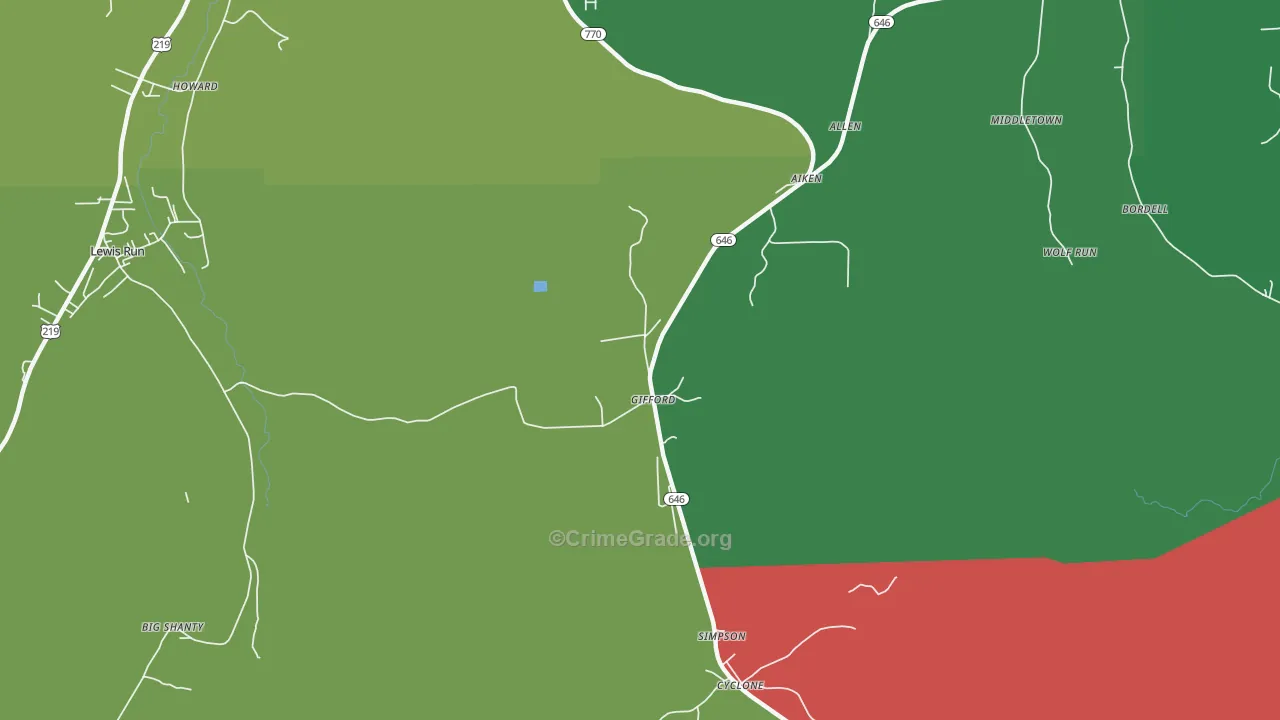16732, PA Map of Vehicle Theft Rates