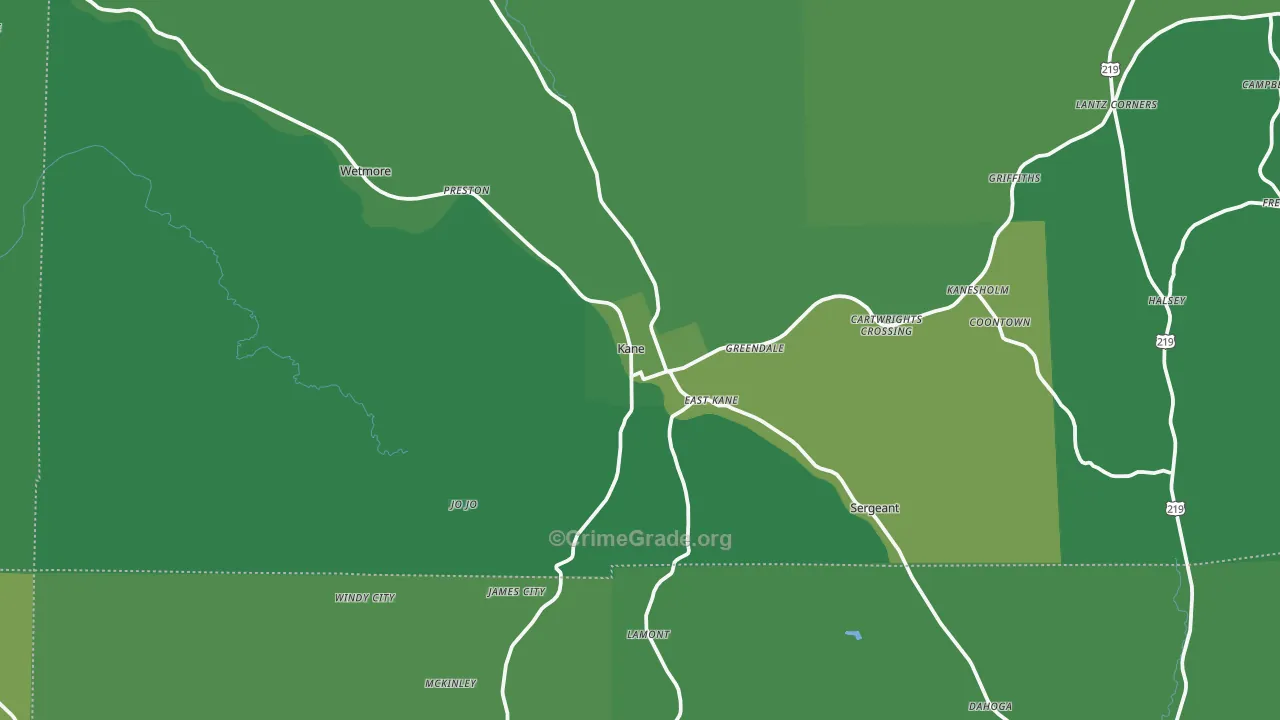 16735, PA Map of Vehicle Theft Rates