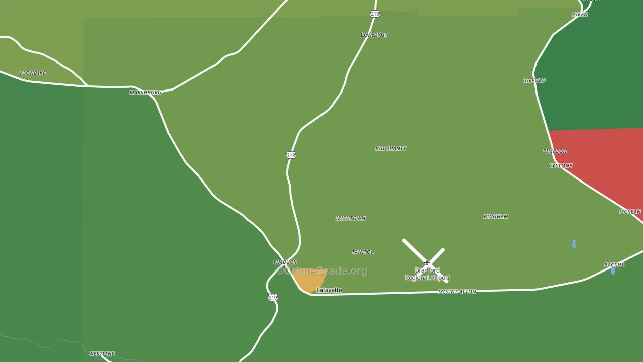 16738, PA Map of Vehicle Theft Rates