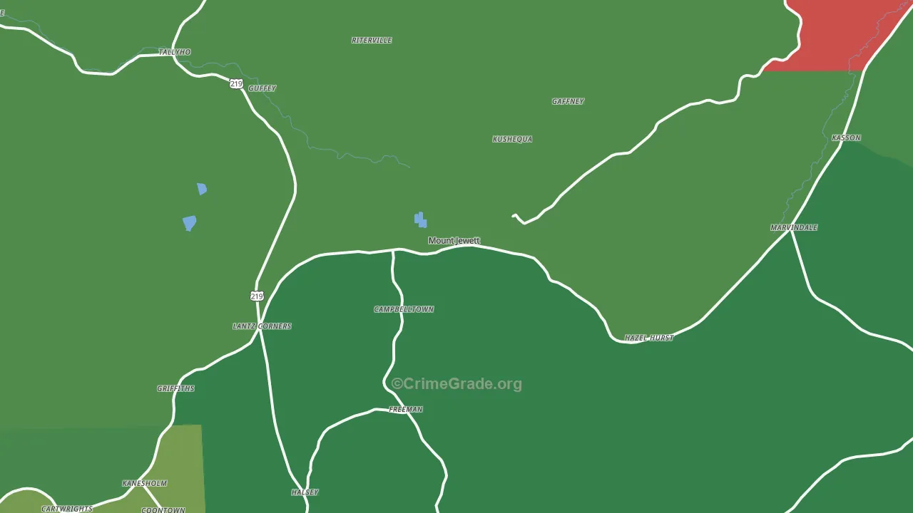 16740, PA Map of Vehicle Theft Rates
