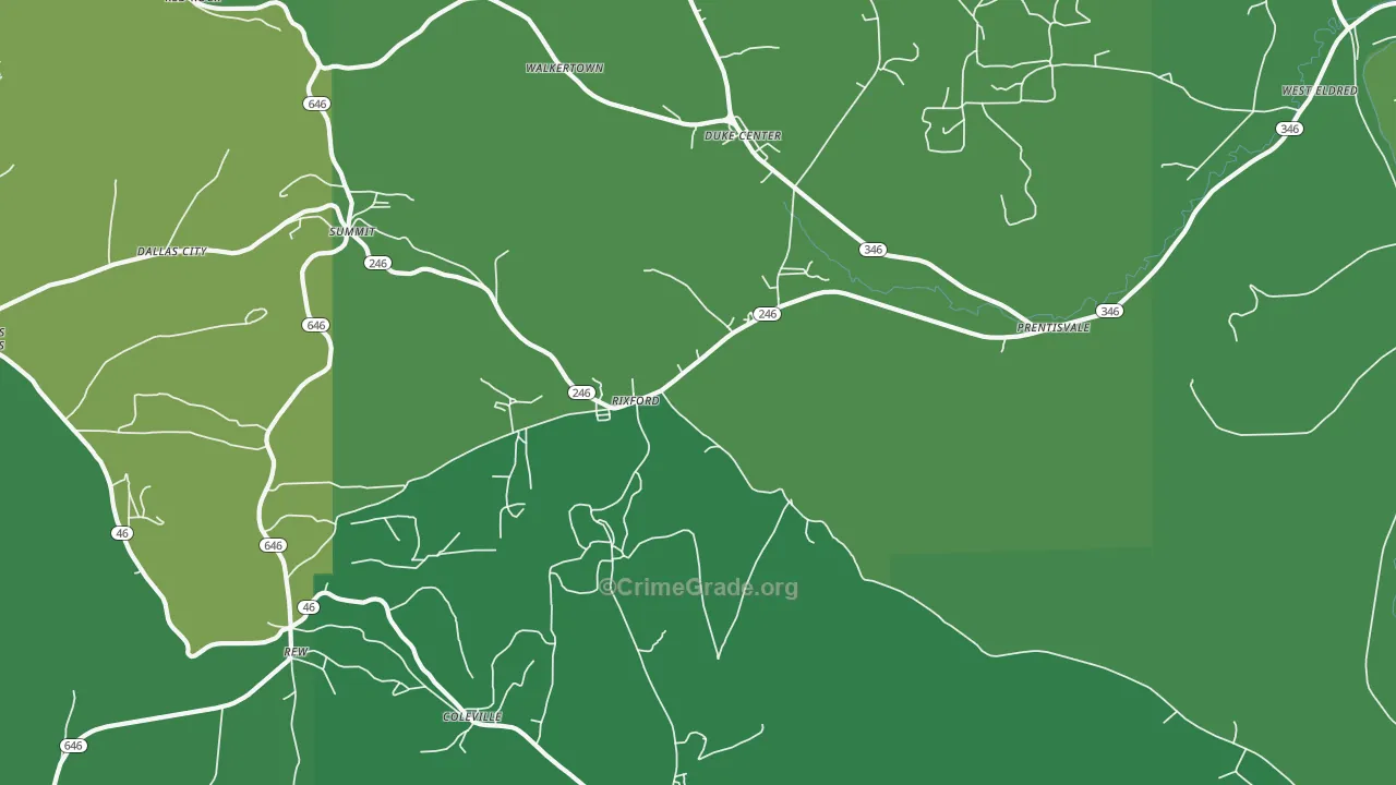16745, PA Map of Vehicle Theft Rates
